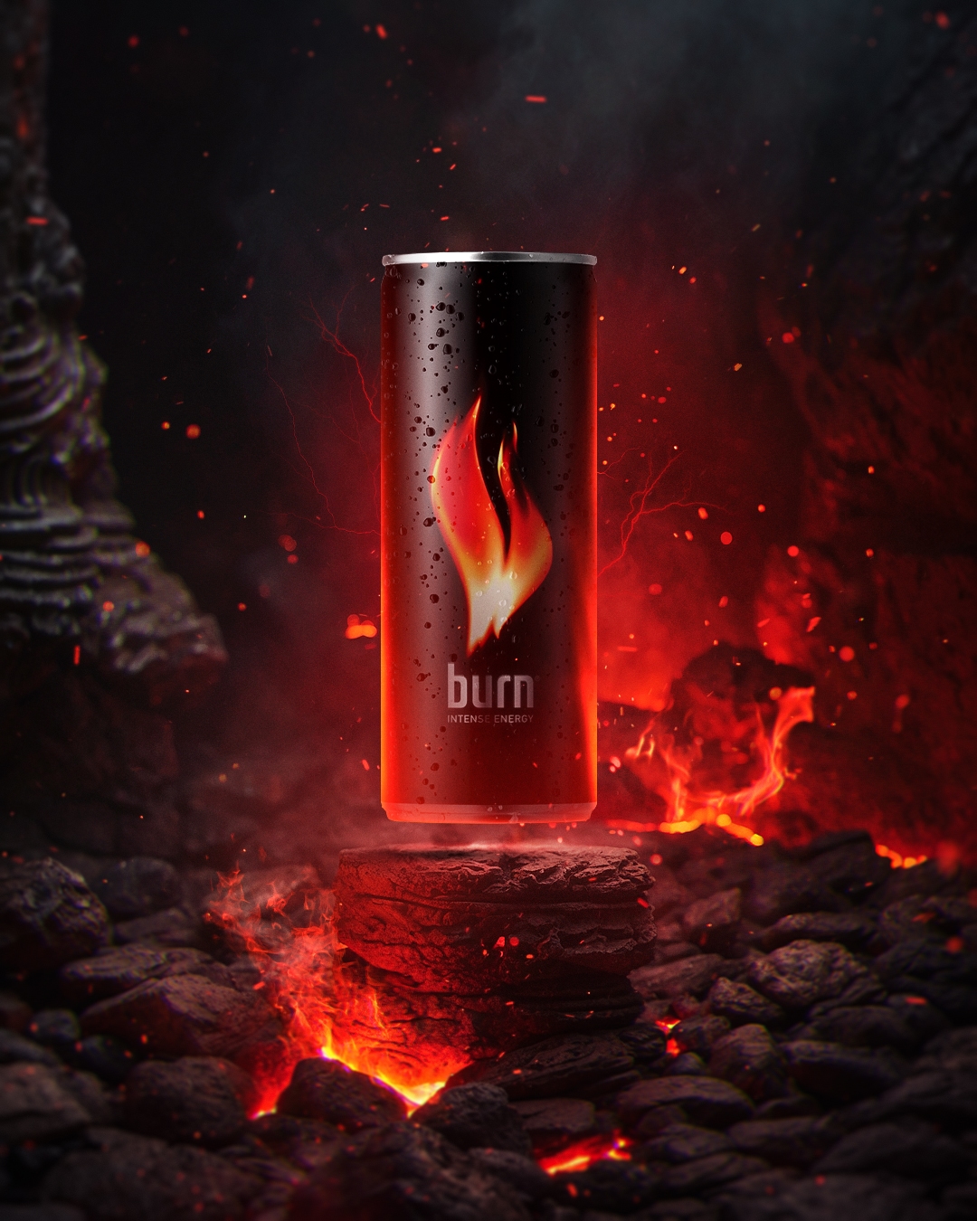 Burn Energy Drink Concept Product Manipulation