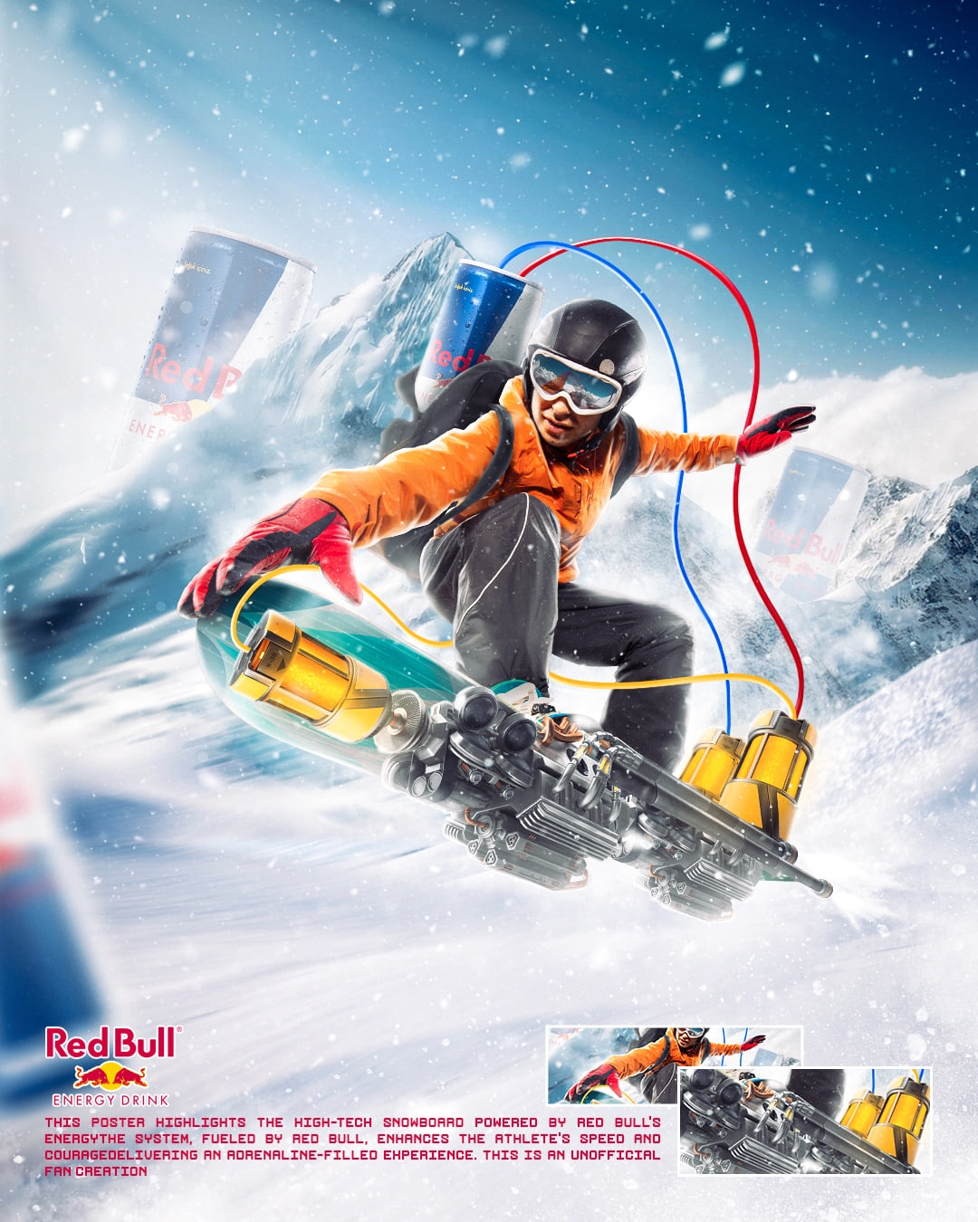 Red Bull Snowboard Concept Poster Design