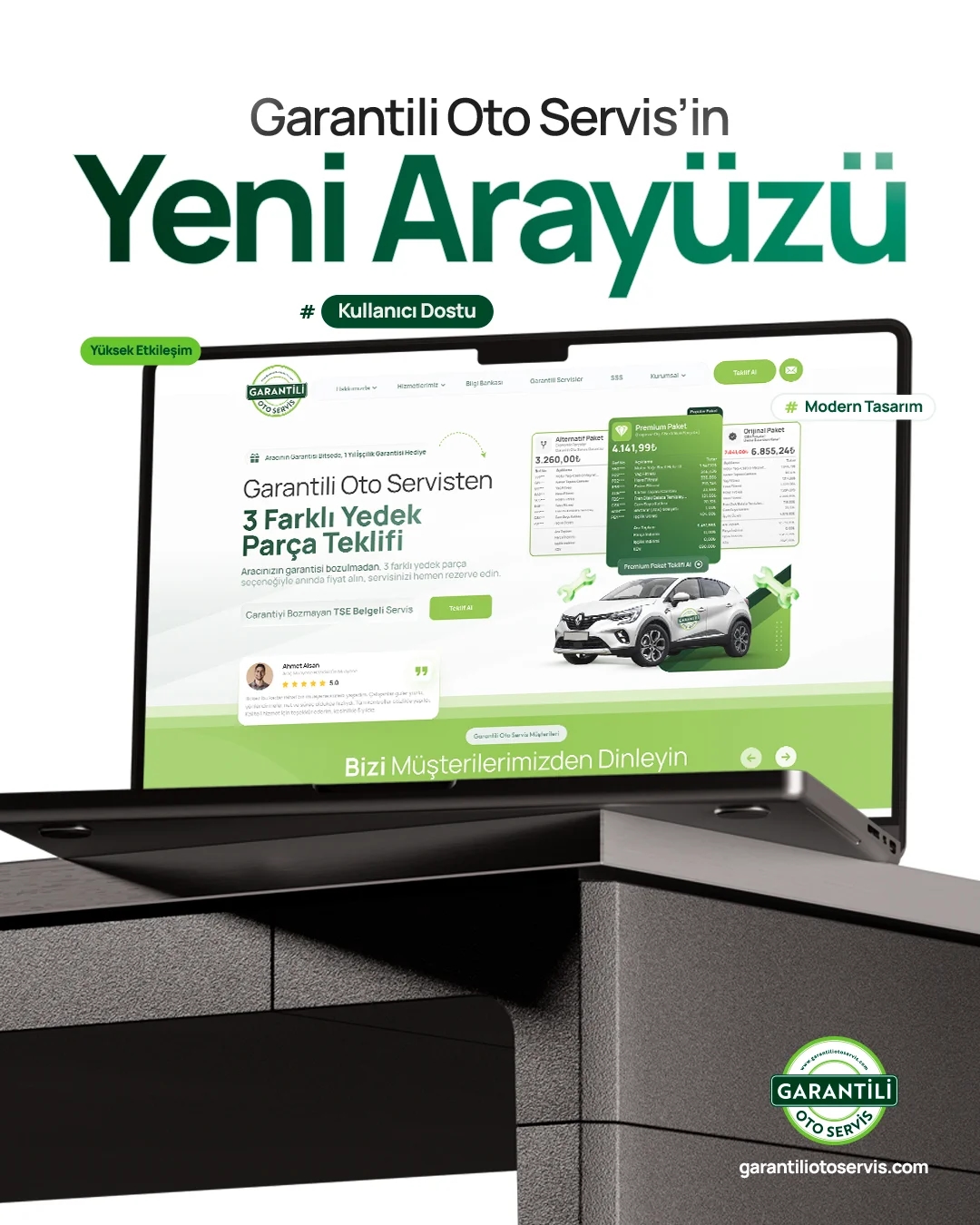 Garantili Oto Servis Web Site UI/UX Design