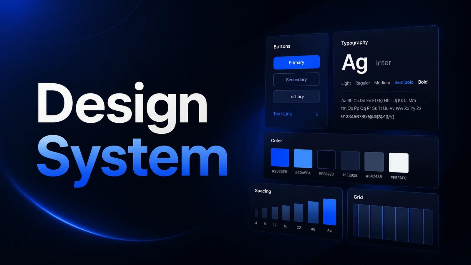 Token, bileşen, dokümantasyon ve yönetişimden oluşan design system