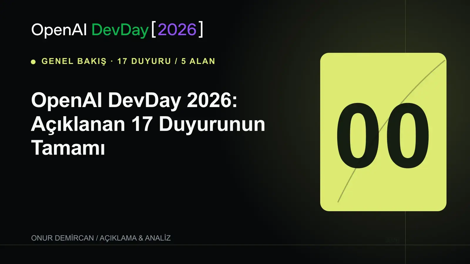 OpenAI DevDay 2026: Açıklanan 17 Duyurunun Tamamı için OpenAI DevDay 2026 resmî kelime işaretiyle hazırlanmış editoryal kapak