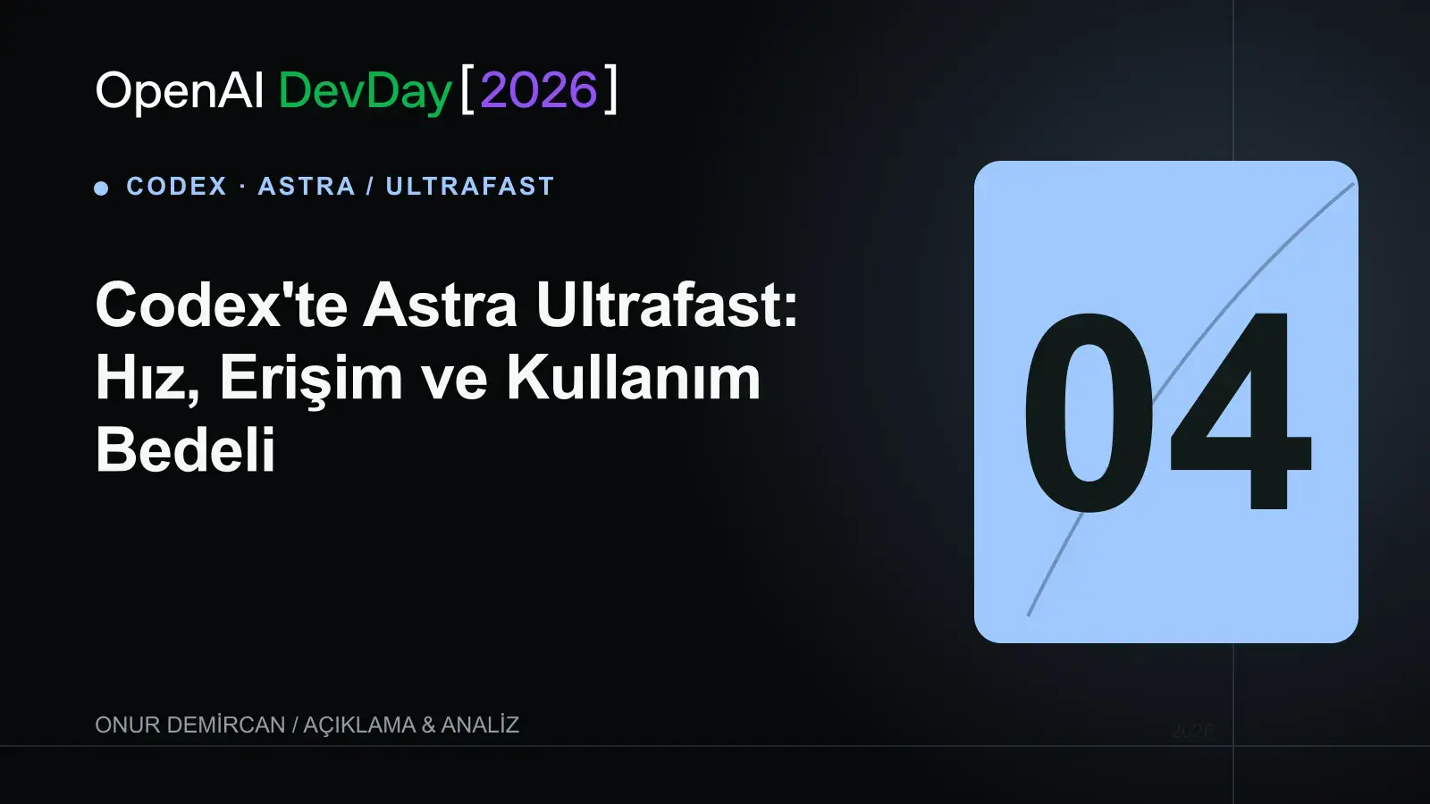Codex'te Astra Ultrafast: Hız, Erişim ve Kullanım Bedeli için OpenAI DevDay 2026 resmî kelime işaretiyle hazırlanmış editoryal kapak