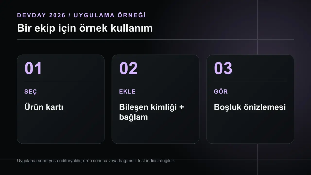 Browser Annotation API: Web Sitesinde Bağlamlı Geri Bildirim: SEÇ Ürün kartı; EKLE Bileşen kimliği + bağlam; GÖR Boşluk önizlemesi