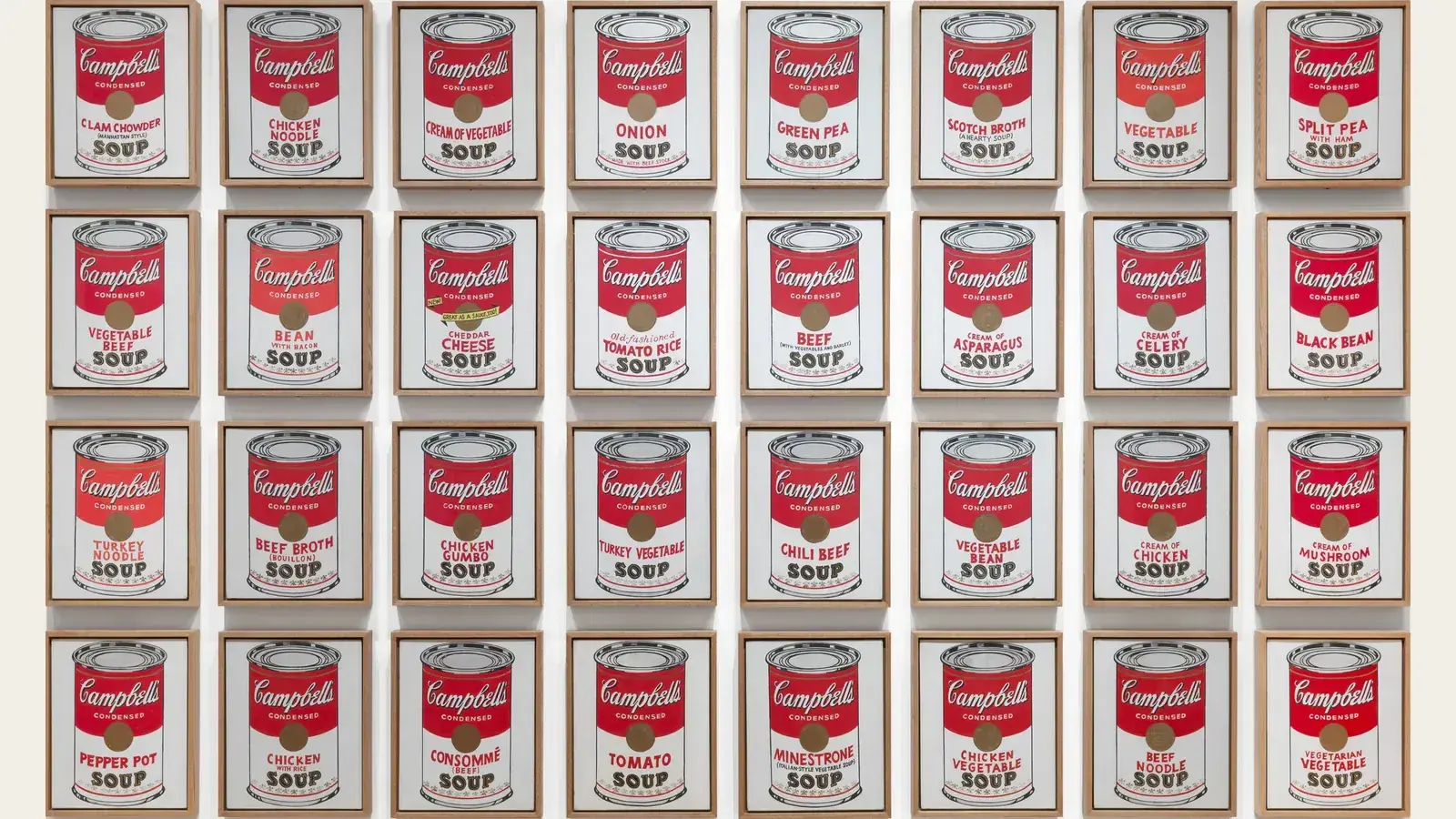 Andy Warhol’un Campbell’s Soup Cans eserindeki otuz iki panel