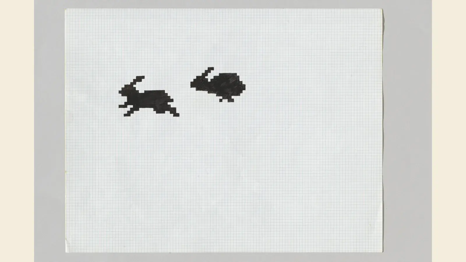 Susan Kare’nin kareli kâğıt üzerindeki orijinal Macintosh ikon eskizleri