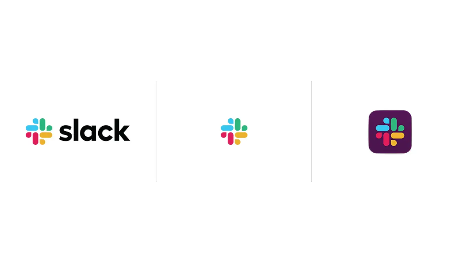 Slack logosunun kelime markası, bağımsız simge ve uygulama ikonu olarak kullanımı