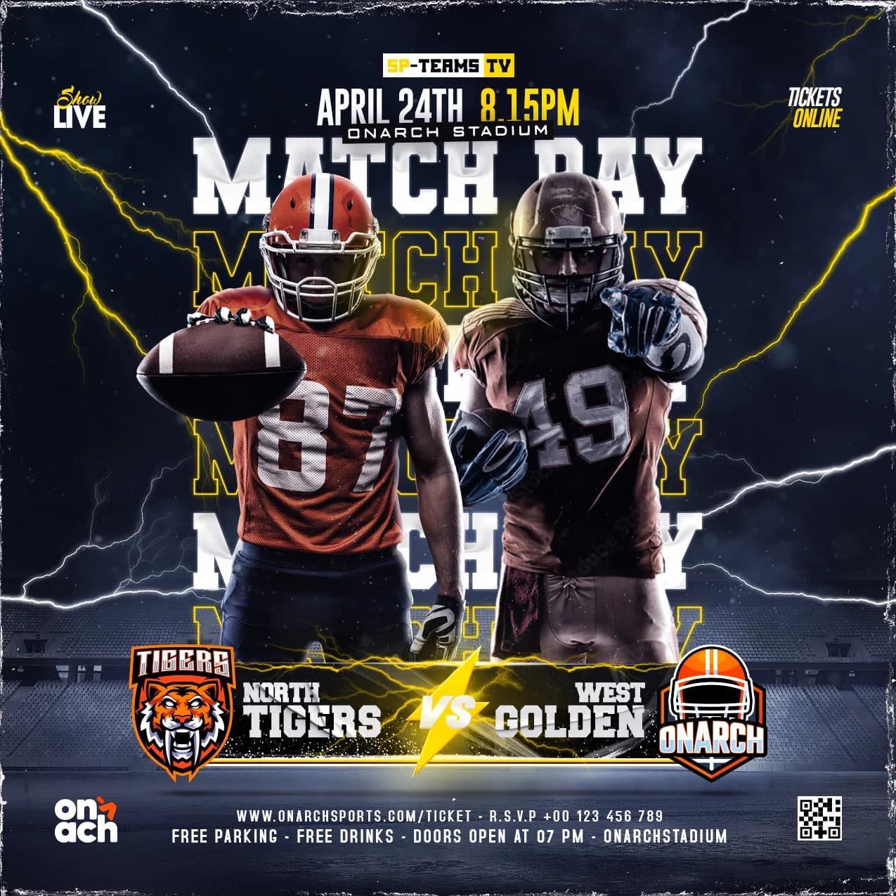 American Football Stacked Match Day Flyer cover