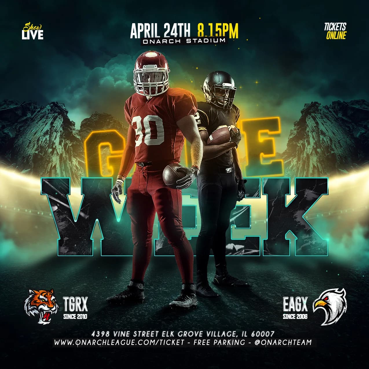 American Football Emerald Game Week Flyer cover