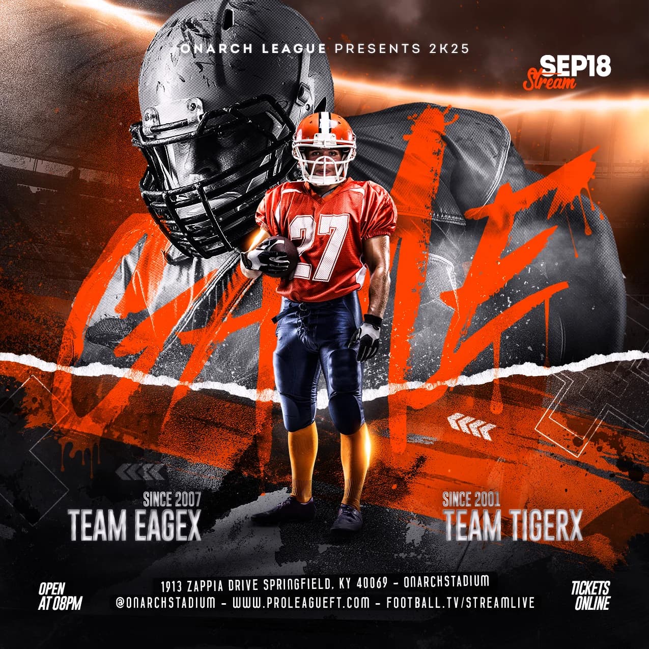 American Football Red Brush Game Flyer cover