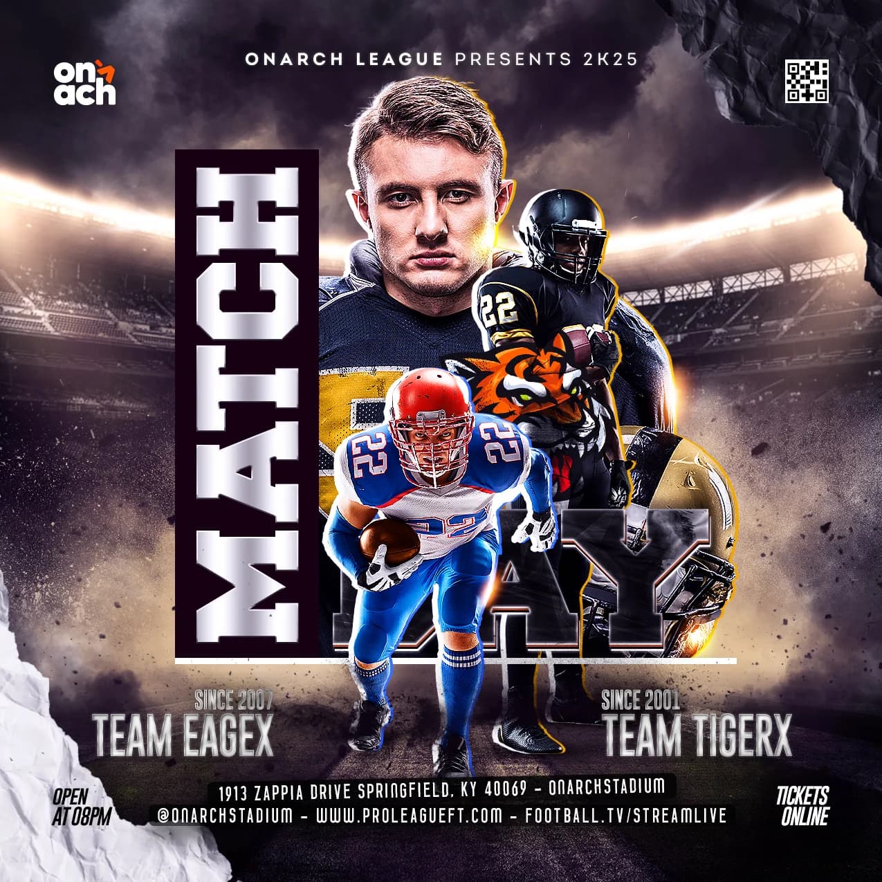 American Football Head To Head Match Flyer cover