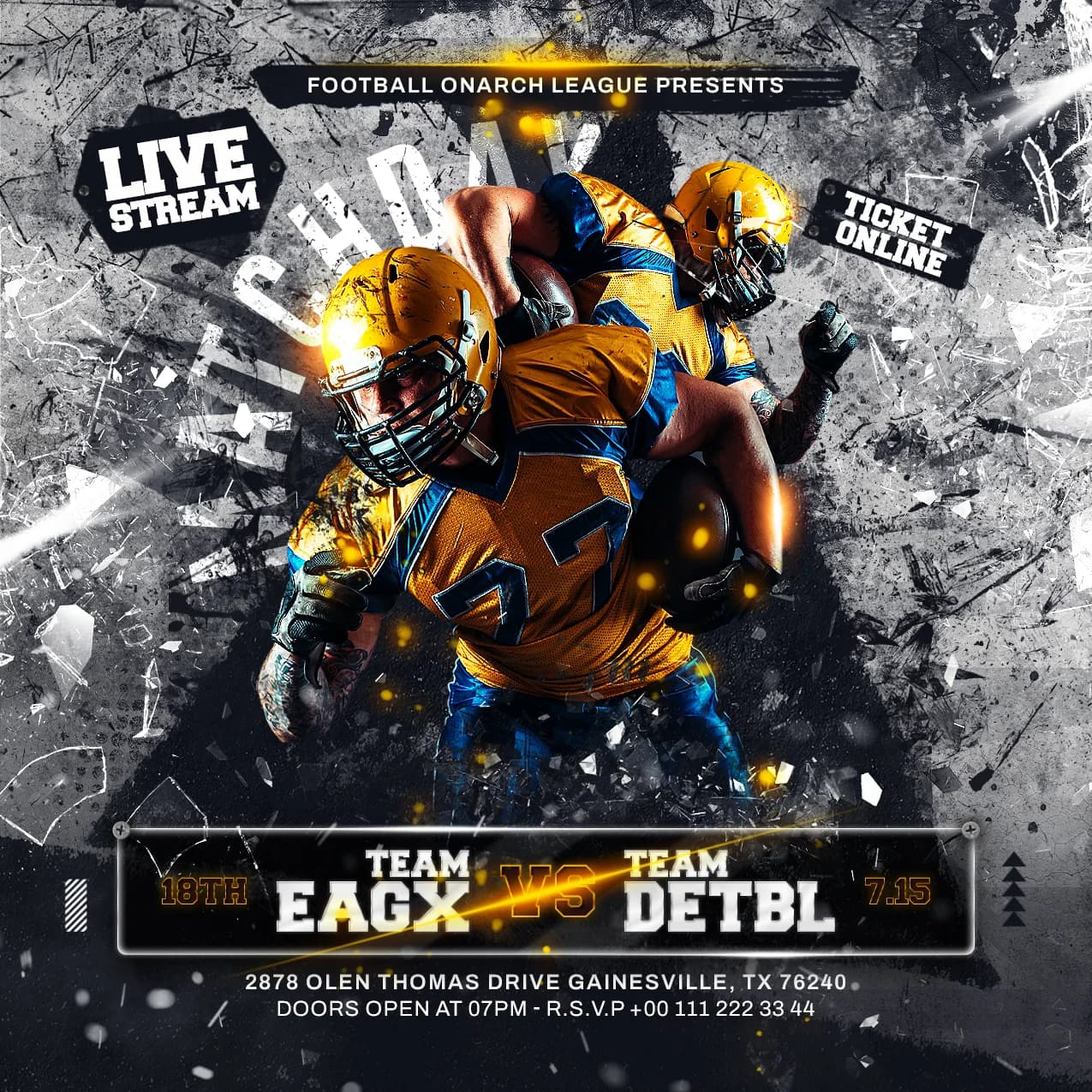 American Football Gold Navy Team Flyer cover