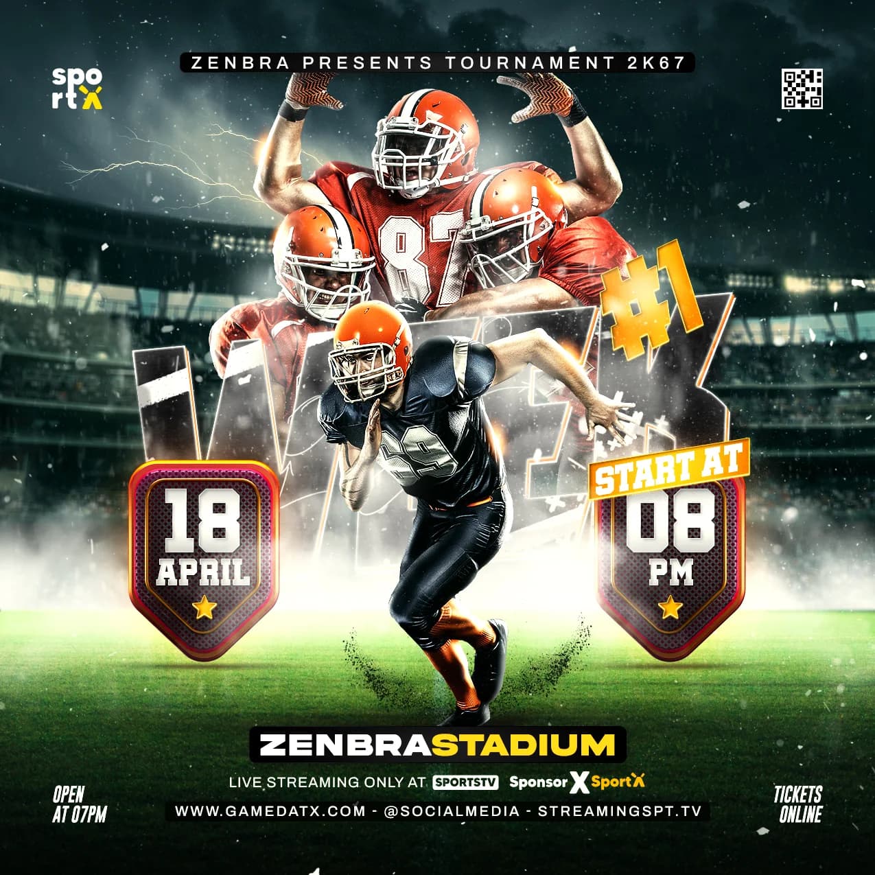 American Football Tournament Night Flyer cover