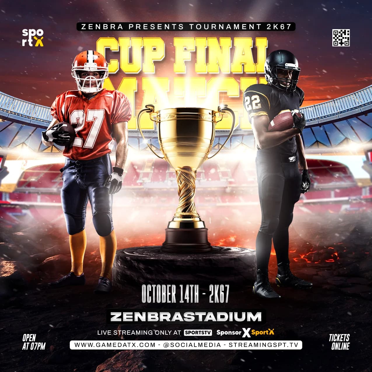 American Football Cup Final Trophy Flyer cover