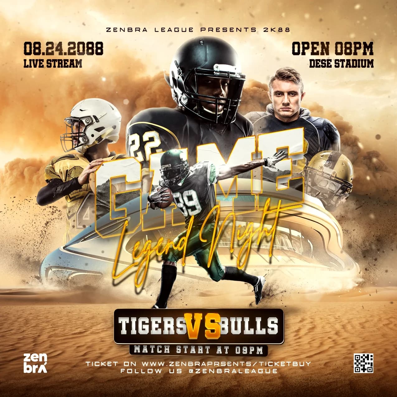 American Football Tigers vs Bulls Flyer cover