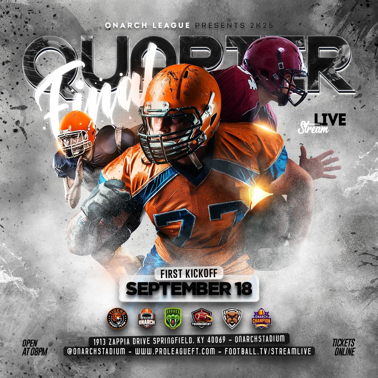 American Football Orange Quarter Final Flyer cover