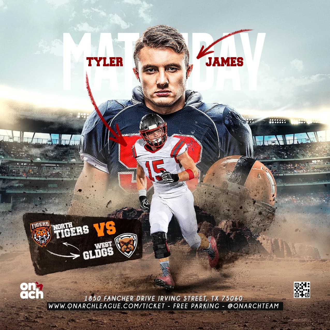 American Football Player Versus Player Flyer cover