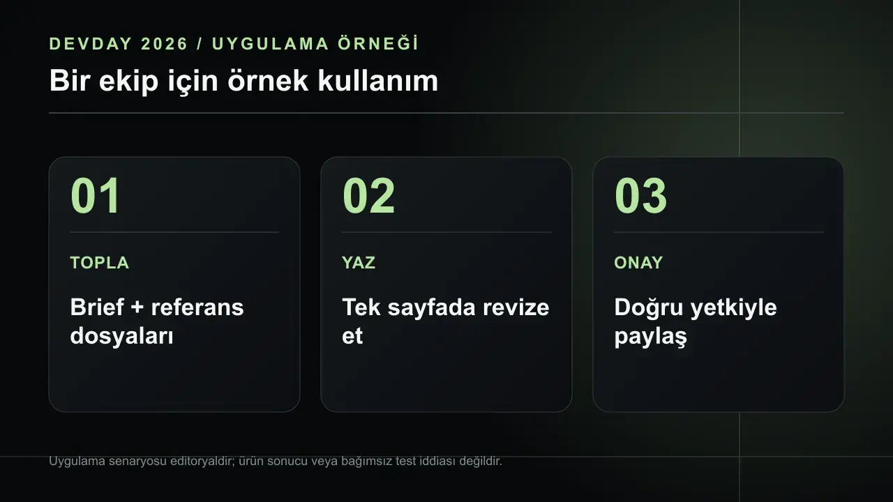 ChatGPT Space: Sayfalar, Dosyalar ve Ortak Çalışma: TOPLA Brief + referans dosyaları; YAZ Tek sayfada revize et; ONAY Doğru yetkiyle paylaş