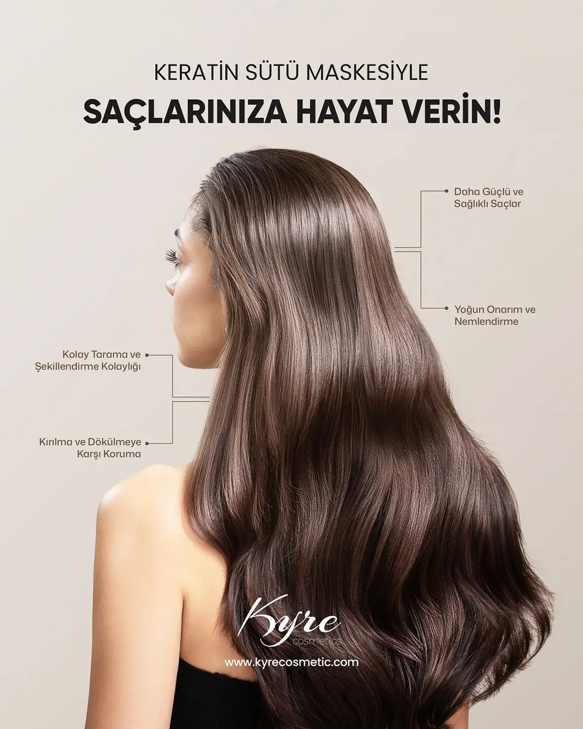 Kyre Cosmetic için hazırlanmış gerçek sosyal medya ürün tasarımı
