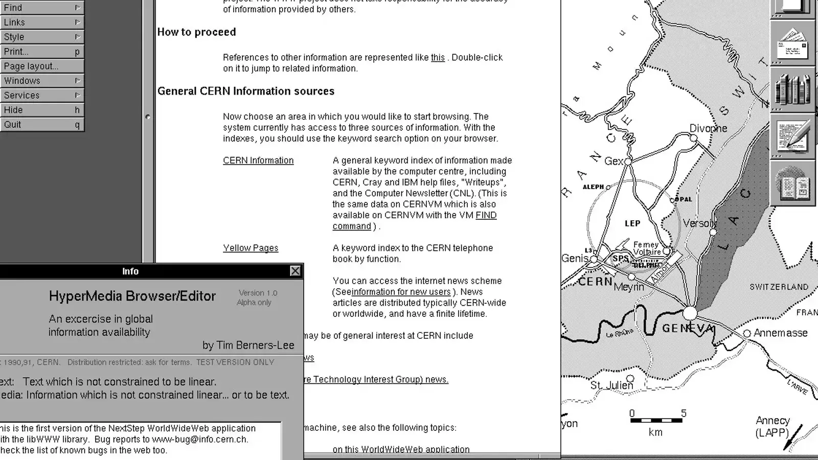 CERN arşivinden ilk WorldWideWeb tarayıcısının görüntüsü