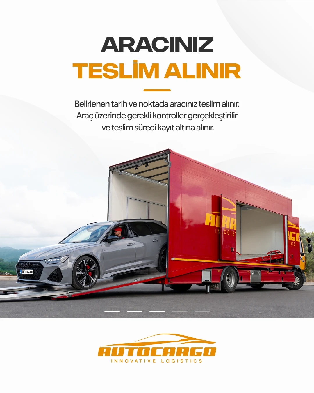 AutoCargo tarafından aracın teslim alınmasını anlatan carousel kartı