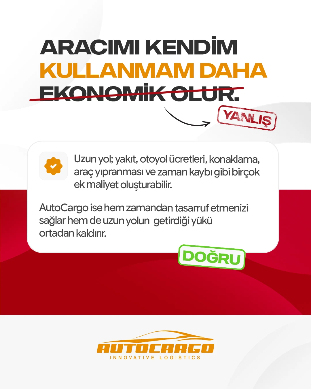 AutoCargo aracı kullanarak götürmek ile taşımayı karşılaştıran carousel kartı