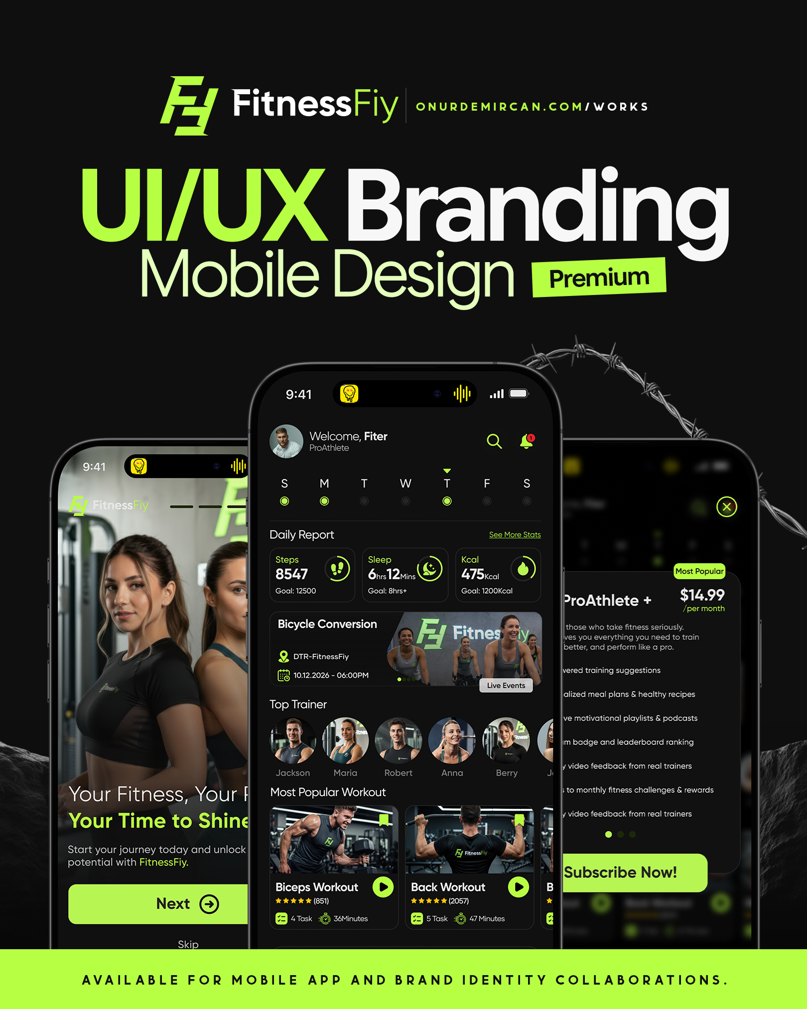 FitnessFiy Brand & UI UX Mobile App