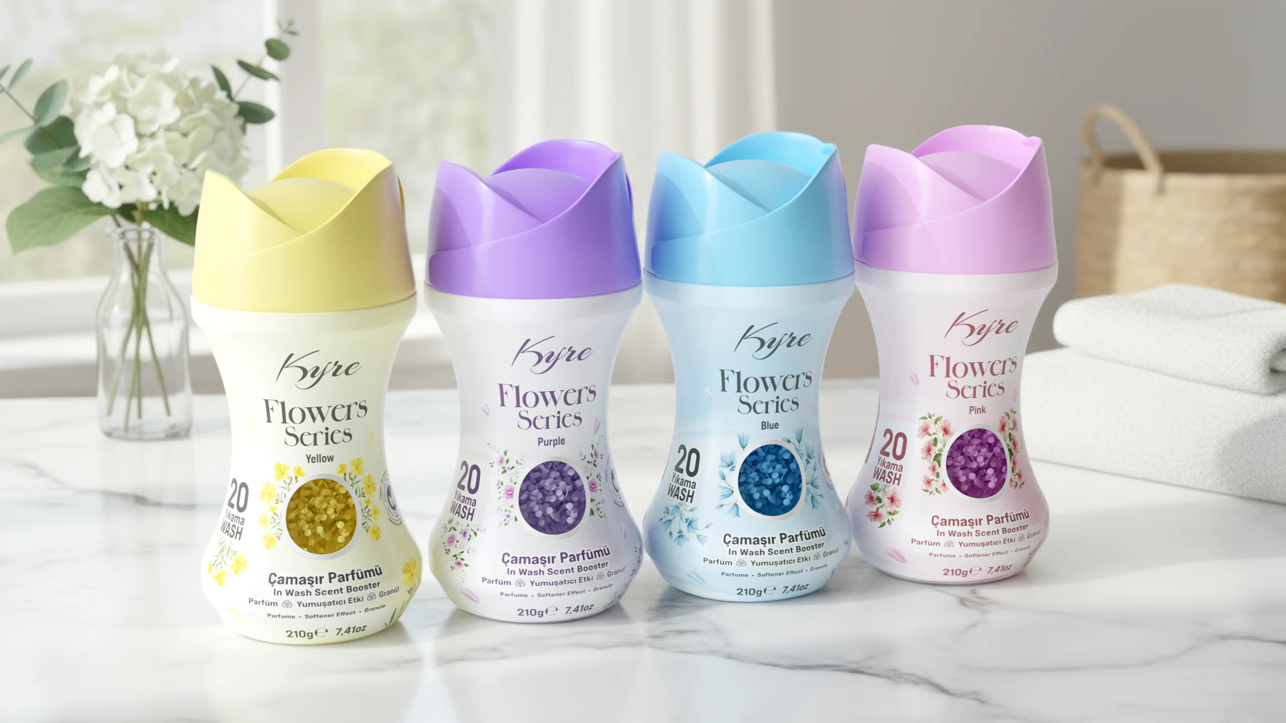 Kyre Flowers Series Çamaşır Parfümü hero package design
