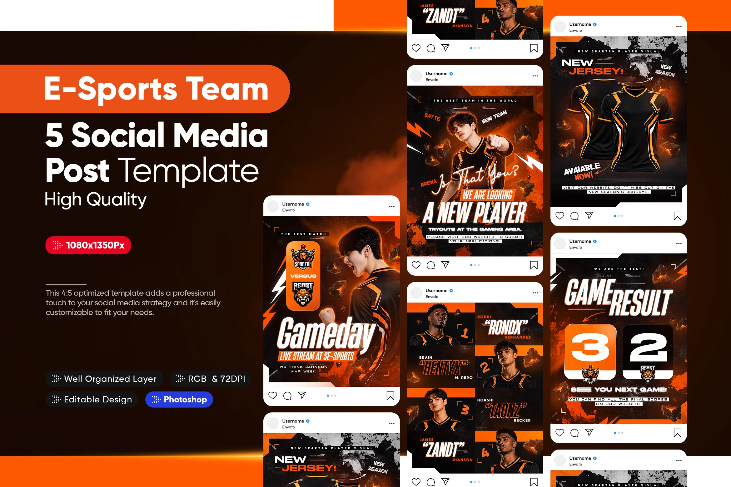 ESports Gaming Team Social Media Post Template Pack preview 1