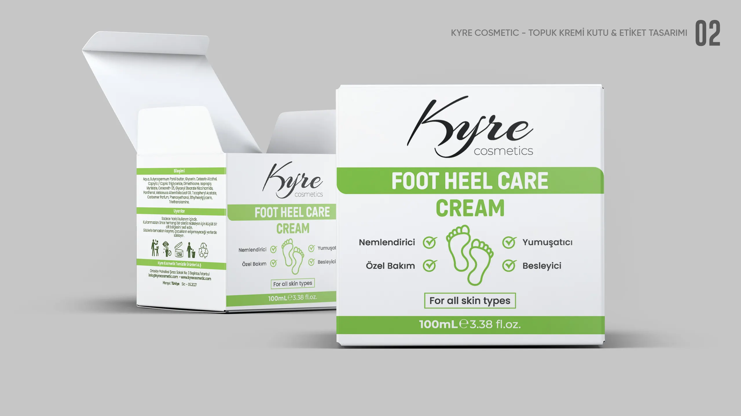 Kyre Topuk Kremi kutu ve etiket tasarımı 02
